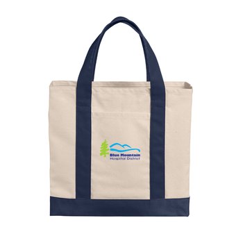 Port Authority® Cotton Canvas Two-Tone Tote - Embroidered Personalization Available from Positive Promotions