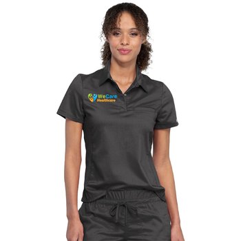 Cherokee® Women's Workwear Revolution 1-Pocket Tuckable Snap-Front Polo Shirt - Embroidered Personalization Available from Positive Promotions