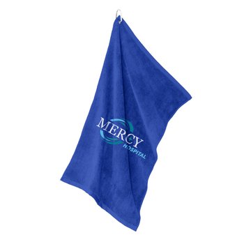 Port Authority® Grommeted Microfiber Golf Towel - Embroidered Personalization Available from Positive Promotions