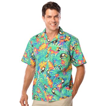 Blue Generation® Unisex Toucan Hawaii Print Camp Shirt - Embroidered Personalization Available from Positive Promotions