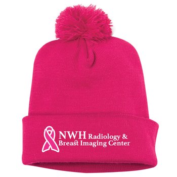 Pom-Pom Knit Beanie - Embroidered Personalization Available from Positive Promotions