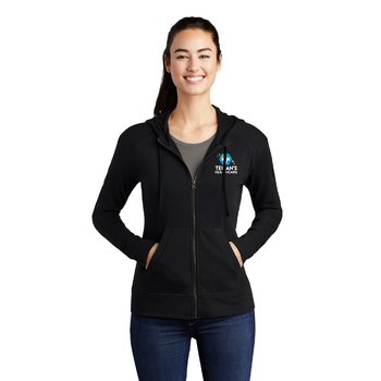 Sport-Tek® Women's Performance Tri-Blend Wicking Fleece Full-Zip Hooded Jacket - Embroidered Personalization Available from Positive Promotions