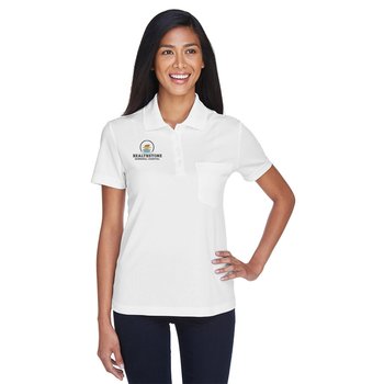 Core 365 Women's Origin Performance Piqué Polo with Pocket - Embroidered Personalization Available from Positive Promotions