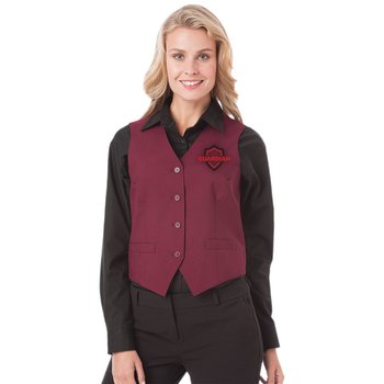 Women's Teflon-Treated Twill Bistro Vest - Embroidered Personalization Available from Positive Promotions