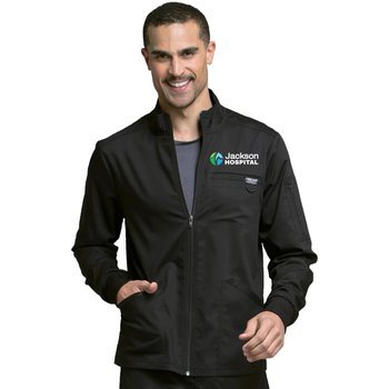 ER/OR Cherokee® Men's Workwear Revolution Zip-Front Scrub Jacket - Embroidered Personalization Available from Positive Promotions