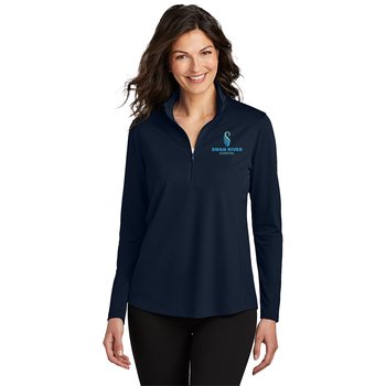 Port Authority® Women's Dry Zone® UV Micro-Mesh Quarter-Zip Pullover - Embroidered Personalization from Positive Promotions