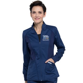 Med Lab Pro Cherokee® Women's Workwear Revolution Zip-Front Scrub Jacket - Embroidered Personalization Available from Positive Promotions