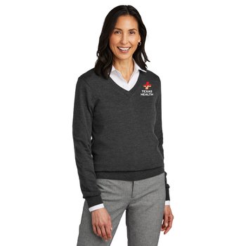 Brooks Brothers® Women's Washable Merino V-Neck Sweater - Embroidered Personalization Available from Positive Promotions