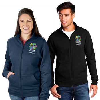 Child Abuse Prevention Port & Company® Unisex Core Fleece Cadet Collar Full-Zip Sweatshirt - Embroidered Personalization Available from Positive Promotions