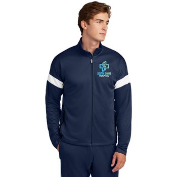 Sport-Tek® Men's Varsity Stripe Full-Zip Jacket - Embroidered Personalization Available from Positive Promotions