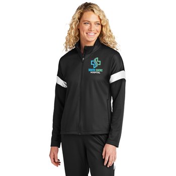 Sport-Tek® Women's Varsity Stripe Full-Zip Jacket - Embroidered Personalization Available from Positive Promotions