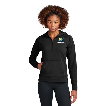 Sport-Tek® Women's Sport-Wick® Stretch Wicking Half-Zip Hoodie - Embroidered Personalization Available from Positive Promotions
