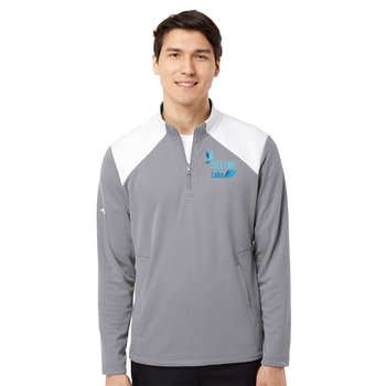 adidas® Men's Textured Mixed Media Quarter-Zip Pullover - Embroidered Personalization Available from Positive Promotions