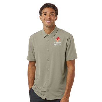 adidas® Unisex Button-Down Short-Sleeved Shirt - Embroidered Personalization Available from Positive Promotions