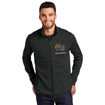Rehab Team Port Authority® Men's Heathered Sweater Fleece Jacket - Embroidered Personalization Available from Positive Promotions