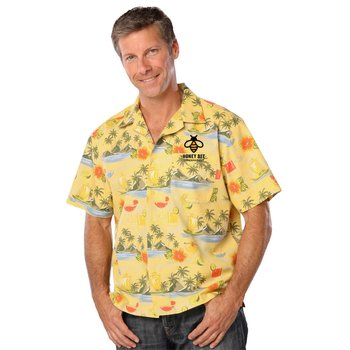 Blue Generation® Unisex Cocktail Hawaii Print Camp Shirt - Embroidered Personalization Available from Positive Promotions