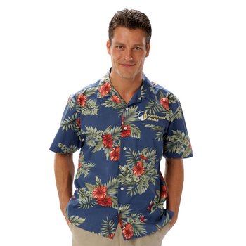 Blue Generation® Unisex Floral Hawaii Print Camp Shirt - Embroidered Personalization Available from Positive Promotions