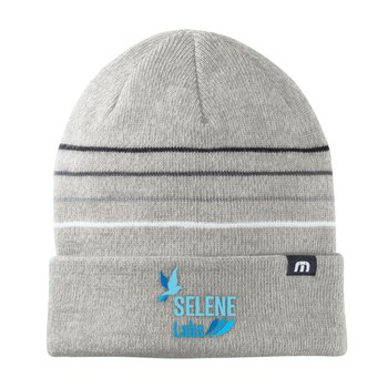 TravisMathew® Striped Cuffed Beanie - Embroidered Personalization Available from Positive Promotions