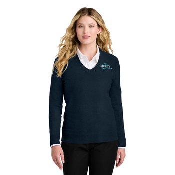 Port Authority® Women's Easy-Care V-Neck Sweater - Embroidered Personalization Available from Positive Promotions