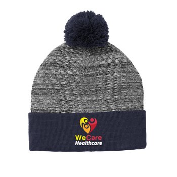Sport-Tek® Heather Pom Pom Beanie - Embroidered Personalization Available from Positive Promotions