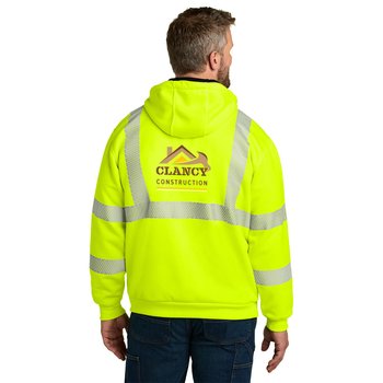 Carhartt® Unisex ANSI 107 Class 3 Lined Hi-Vis Safety Full-Zip Sweatshirt - Embroidered Personalization Available from Positive Promotions