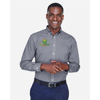 Devon & Jones® Men's Crown Collection® Gingham Check Woven Dress Shirt - Embroidered Personalization Available from Positive Promotions