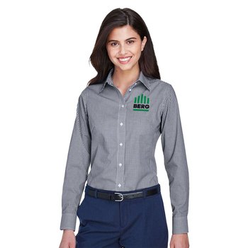 Devon & Jones® Women's Crown Collection® Gingham Check Woven Dress Shirt - Embroidered Personalization Available from Positive Promotions