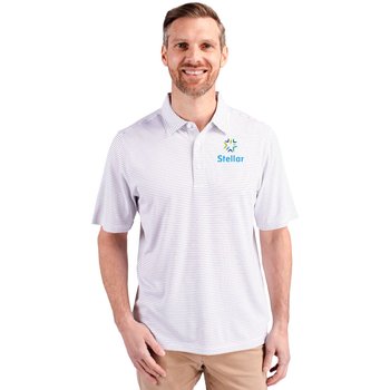 Cutter & Buck® Men's Forge Pencil Stripe Stretch Polo - Embroidered Personalization Available from Positive Promotions