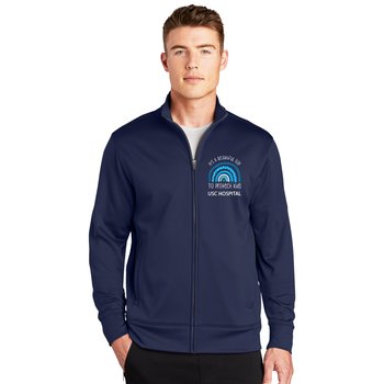 Child Abuse Prevention Sport-Tek® Men's All-Season Lightweight Wicking Fleece Full-Zip Jacket - Embroidered Personalization Available from Positive Promotions