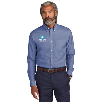 Brooks Brothers® Men's Tall Wrinkle-Free Stretch Pinpoint Button-Down Shirt - Embroidered Personalization Available from Positive Promotions