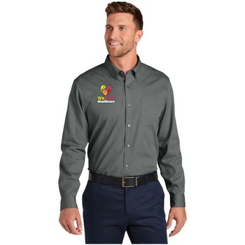 Port Authority® Men's Long-Sleeved Nailhead Easy-Care Shirt - Embroidered Personalization Available from Positive Promotions