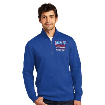 EMS: Always Here, Always Ready District® Unisex V.I.T. Fleece Quarter-Zip Pullover - Embroidered Personalization Available from Positive Promotions