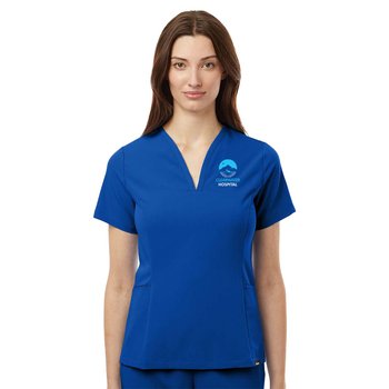 Jaanuu® Women's Calix Fit & Flare 3-Pocket Scrub V-Neck Top - Embroidered Personalization Available from Positive Promotions