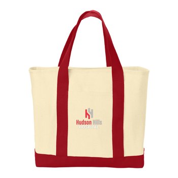 Port Authority® Ideal Twill Two-Tone Shopping Tote - Embroidered Personalization Available from Positive Promotions