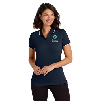 Port Authority® Women's Dry Zone® UV Micro-Mesh Tipped Polo - Embroidered Personalization Available from Positive Promotions