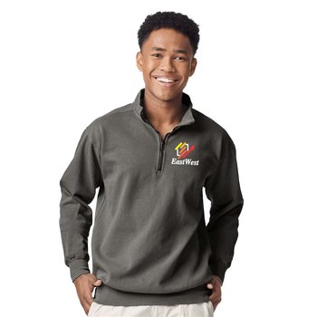 Comfort Colors® Unisex Garment-Dyed Quarter-Zip Sweatshirt - Embroidered Personalization Available from Positive Promotions