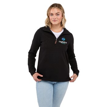 HUDSON Women's Eco Knit Half-Zip Ribbed Sweater - Embroidered Personalization Available from Positive Promotions