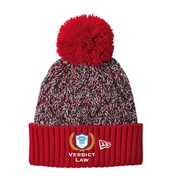 New Era® Marled Knit Fleece-Lined Pom Beanie - Embroidered Personalization Available from Positive Promotions