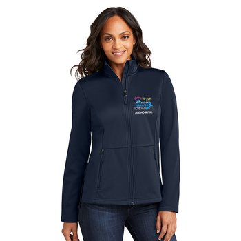 Child Abuse Prevention Port Authority® Women's FlexShell Stretch Soft-Shell Jacket - Embroidered Personalization Available from Positive Promotions