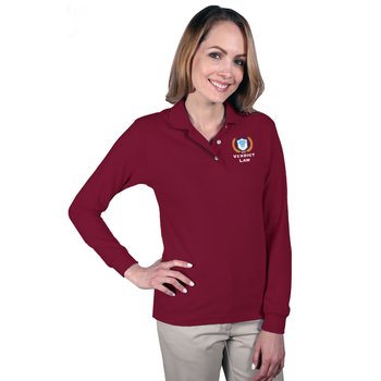 Blue Generation® Women's Superblend Long-Sleeved Button-Up Polo - Embroidered Personalization Available from Positive Promotions