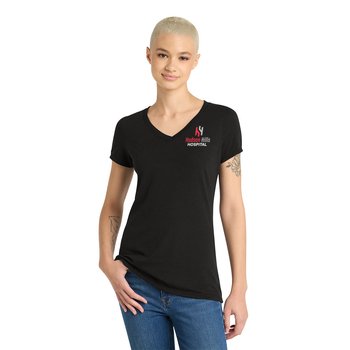 District® Women's Perfect Tri-Blend® V-Neck Tee - Embroidered Personalization Available from Positive Promotions