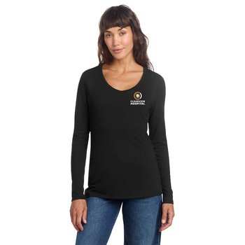 District® Women's Perfect Tri-Blend® Ultra-Soft Long-Sleeved V-Neck Tee - Embroidered Personalization Available from Positive Promotions