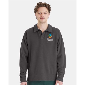 Comfort Colors® Unisex Garment-Dyed Polo Collar Sweatshirt - Embroidered Personalization Available from Positive Promotions