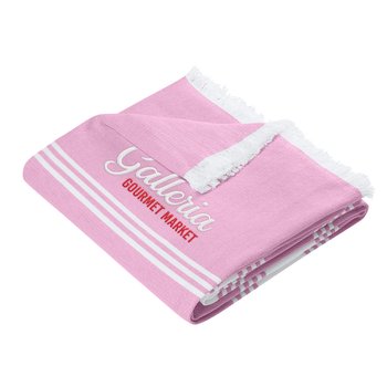 Port Authority® Fringed Varigated Stripe Beach Throw - Embroidered Personalization Available from Positive Promotions