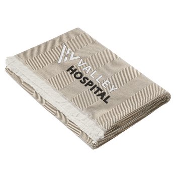 Brooks Brothers® Fringed Beach Coastal Throw - Embroidered Personalization Available from Positive Promotions