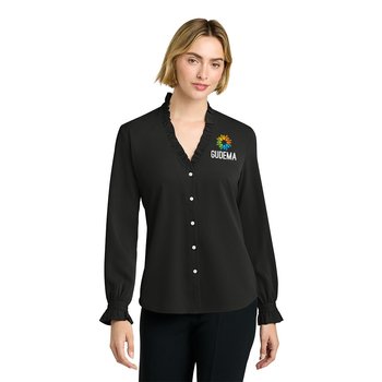 Brooks Brothers® Women's Long-Sleeved Ruffle Collar Blouse - Embroidered Personalization Available from Positive Promotions