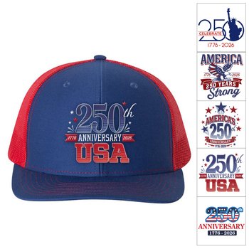USA 250th Anniversary Richardson® 112 Adjustable Snapback Trucker Cap - Embroidered Personalization Available from Positive Promotions