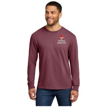 Port & Co. Unisex Beach Wash® Garment-Dyed Long-Sleeved T-Shirt - Embroidered Personalization Available from Positive Promotions