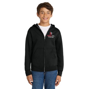 Port & Co. Youth Core Fleece Full-Zip Hooded Sweatshirt - Embroidered Personalization Available from Positive Promotions