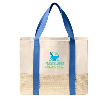 Port Authority® Straw Market Tote - Embroidered Personalization Available from Positive Promotions